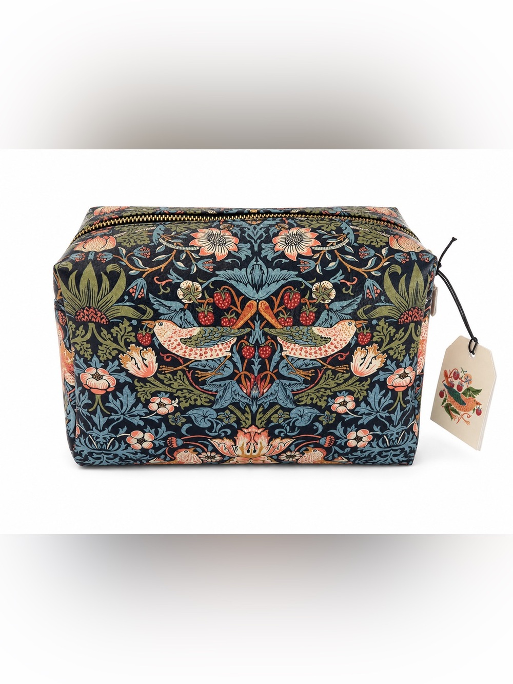 William Morris Floral Bird Toile Makeup Bag - Navy Blue